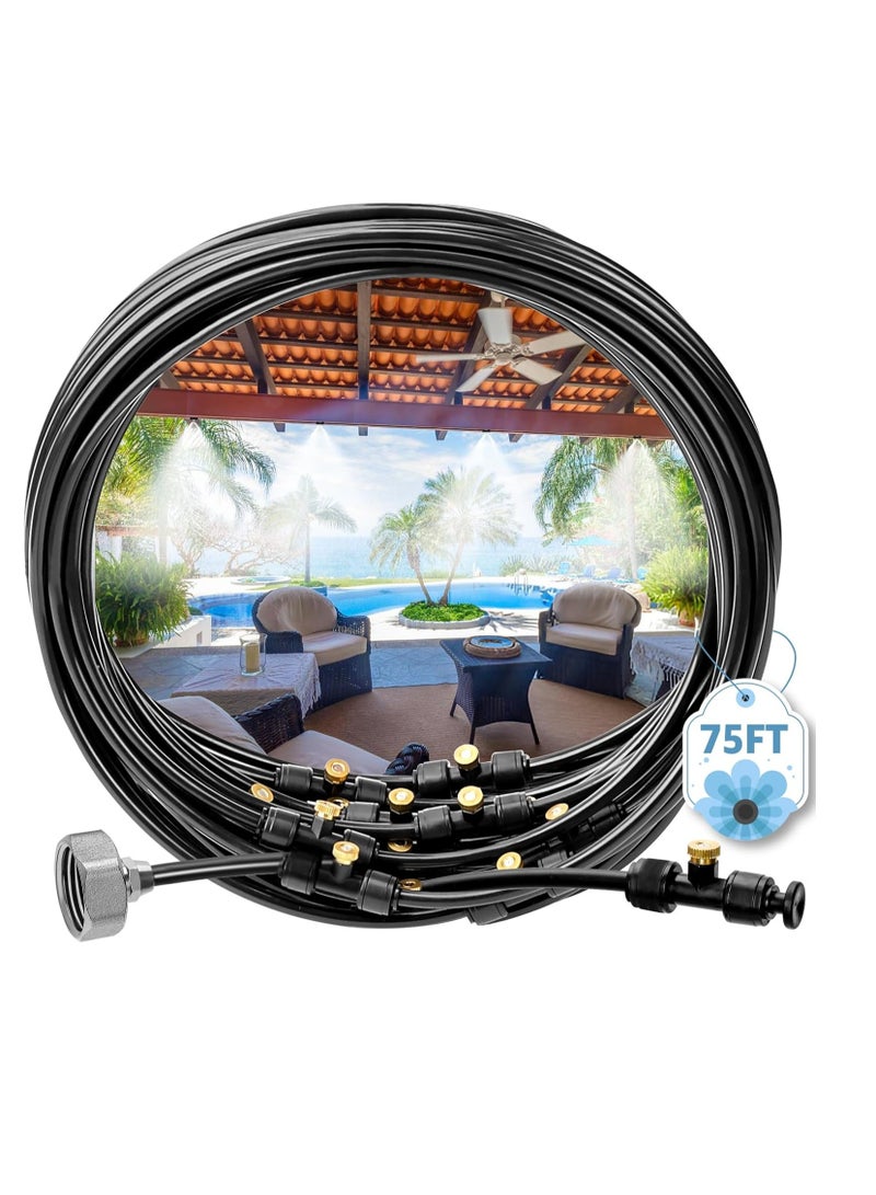 general for Outside Patio, 75FT (23M) Misting Line+23 Mist Nozzles+3/4" Brass Adapter, Outdoor Misting Cooling System for Patio Backyard Garden Greenhouse Horse Corral - Image 1