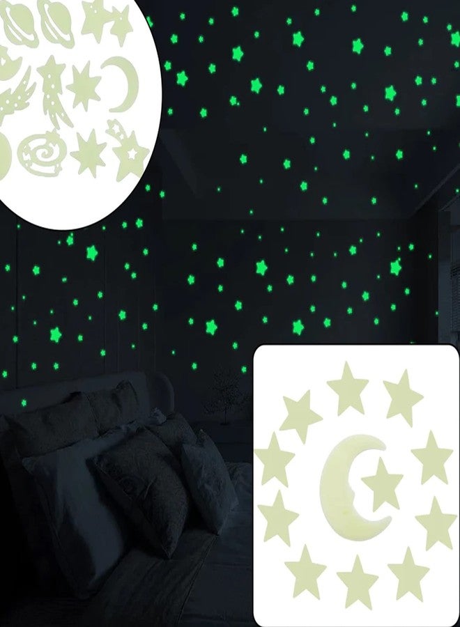 Suzec Plastic Astronomy themed Fluorescent Glow In The Dark Star Wall Sticker (Multicolour) Set of 6 - Image 4