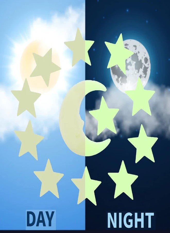 Suzec Plastic Astronomy themed Fluorescent Glow In The Dark Star Wall Sticker (Multicolour) Set of 6 - Image 5