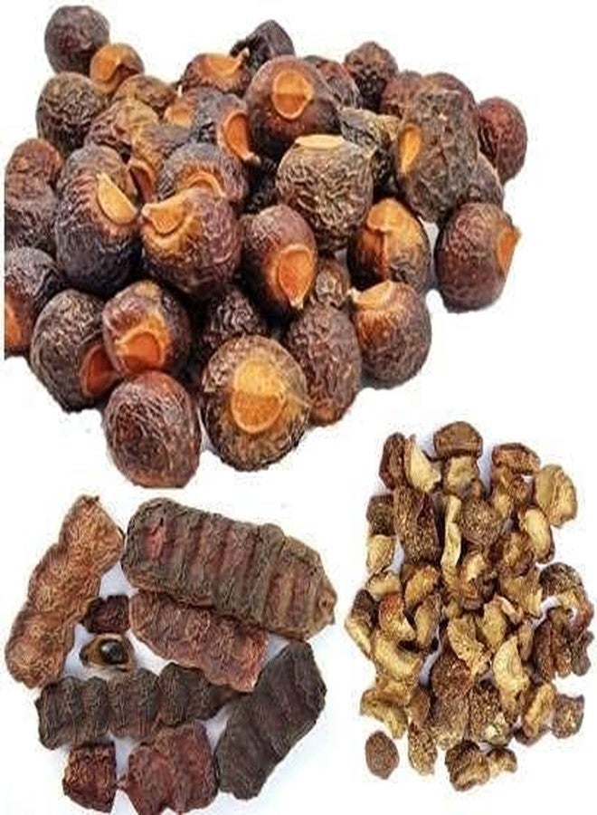 Bague Amla Reetha Shikakai Natural Organic Whole Dried Raw Form Combo Pack Chemical Free Soapnuts aritha nuts Acacia Concinna ground ((reeta, shikakai, amla (Each 200 grams)) - Image 1