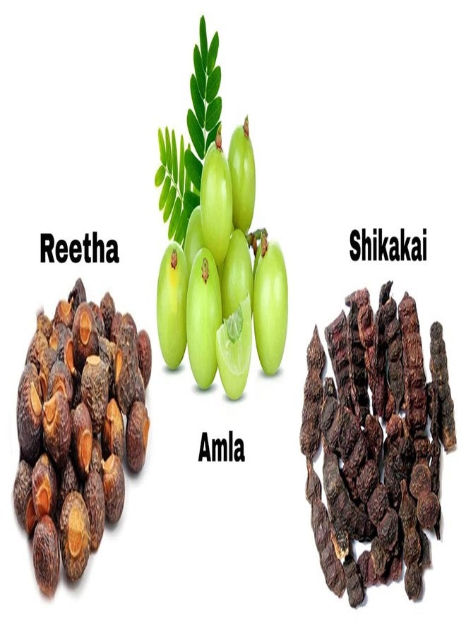 Bague Amla Reetha Shikakai Natural Organic Whole Dried Raw Form Combo Pack Chemical Free Soapnuts aritha nuts Acacia Concinna ground ((reeta, shikakai, amla (Each 200 grams)) - Image 3