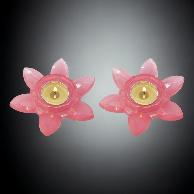 Gift Delight Tea Light Candle Holder Handmade Lotus Shape Candle Holder for Home Decor Set of 2 Pcs  - Image 3