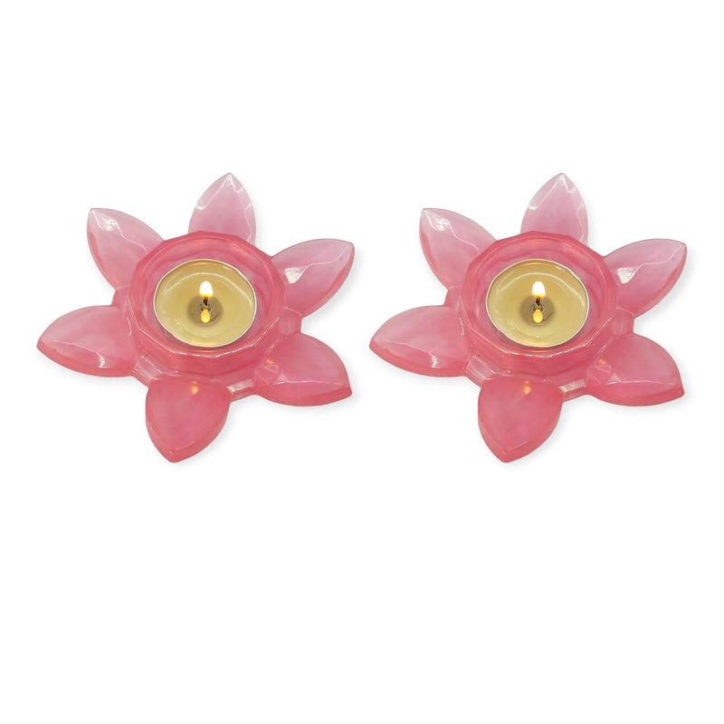 Gift Delight Tea Light Candle Holder Handmade Lotus Shape Candle Holder for Home Decor Set of 2 Pcs  - Image 4