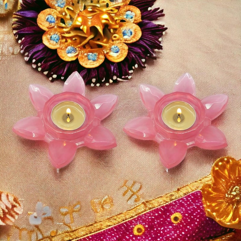 Gift Delight Tea Light Candle Holder Handmade Lotus Shape Candle Holder for Home Decor Set of 2 Pcs  - Image 2