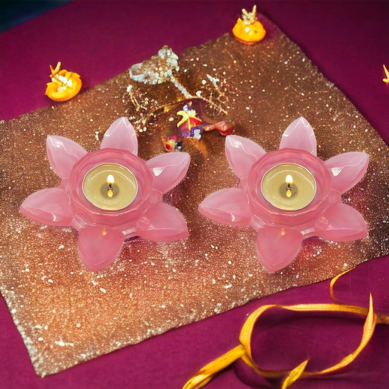 Gift Delight Tea Light Candle Holder Handmade Lotus Shape Candle Holder for Home Decor Set of 2 Pcs  - Image 5