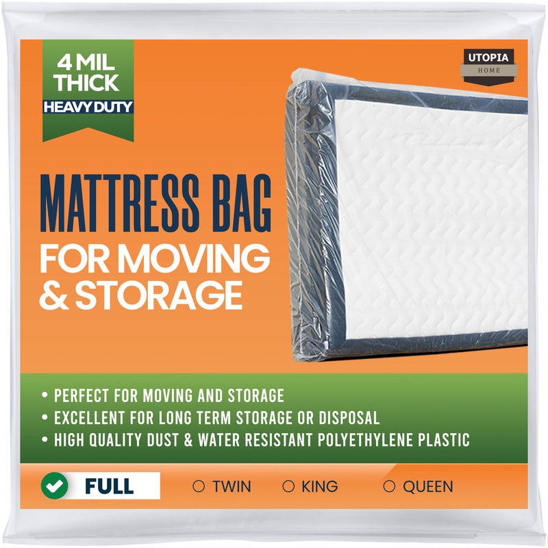 Utopia Home Utopia Home Full Size Mattress Bag for Moving 4 Mil Heavy Duty Plastic Storage Bag Mattress Encasement Cover Fits Mattresses up to 14 Inches 