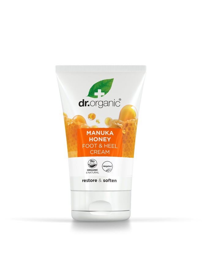 dr.organic Manuka Honey Foot Cream, Moisturising, Dry Skin, Mens, Womens, Natural, Vegetarian, Cruelty-Free, Paraben & SLS-Free, Recycled & Recyclable, Organic, 125ml, Packaging may vary - Image 1