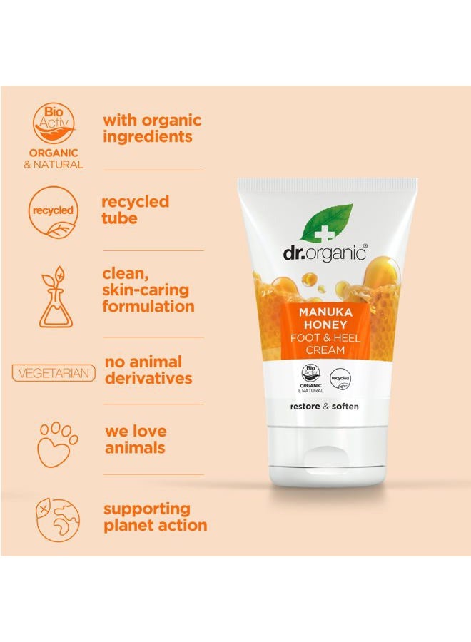 dr.organic Manuka Honey Foot Cream, Moisturising, Dry Skin, Mens, Womens, Natural, Vegetarian, Cruelty-Free, Paraben & SLS-Free, Recycled & Recyclable, Organic, 125ml, Packaging may vary - Image 2