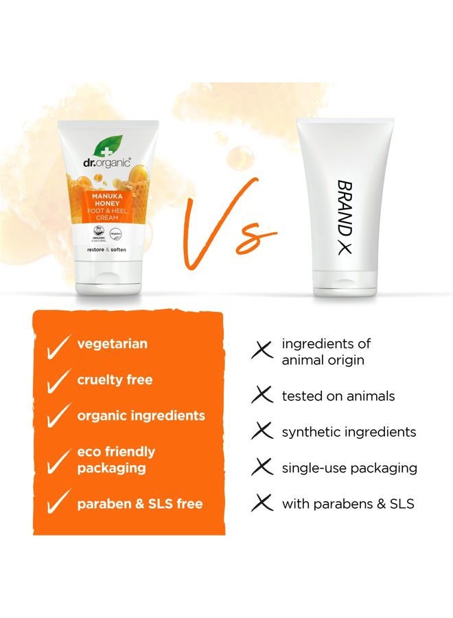 dr.organic Manuka Honey Foot Cream, Moisturising, Dry Skin, Mens, Womens, Natural, Vegetarian, Cruelty-Free, Paraben & SLS-Free, Recycled & Recyclable, Organic, 125ml, Packaging may vary - Image 3