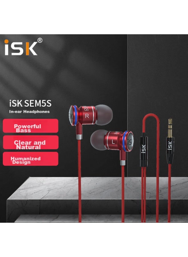 isk سماعات أذن احترافية Isk Sem5S، سماعات صغيرة HiFi للكاريوكي/الألعاب/الموسيقى/ASMR، متوافقة مع بطاقات الصوت المحمولة، أحمر صيني - Image 1