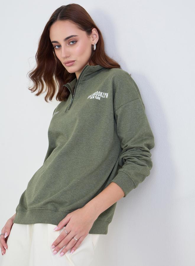 Styli Khaki Brooklyn Oversized Sweatshirt - Image 1