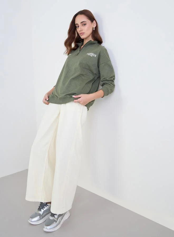 Styli Styli Khaki Brooklyn Oversized Sweatshirt