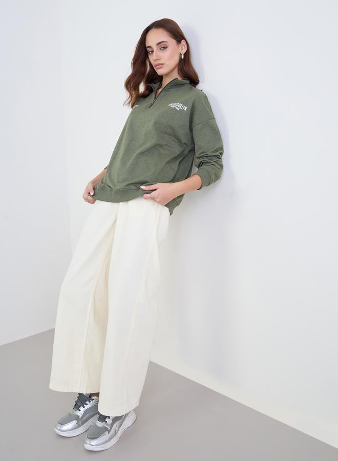 Styli Khaki Brooklyn Oversized Sweatshirt - Image 2