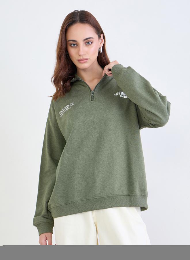 Styli Khaki Brooklyn Oversized Sweatshirt - Image 3