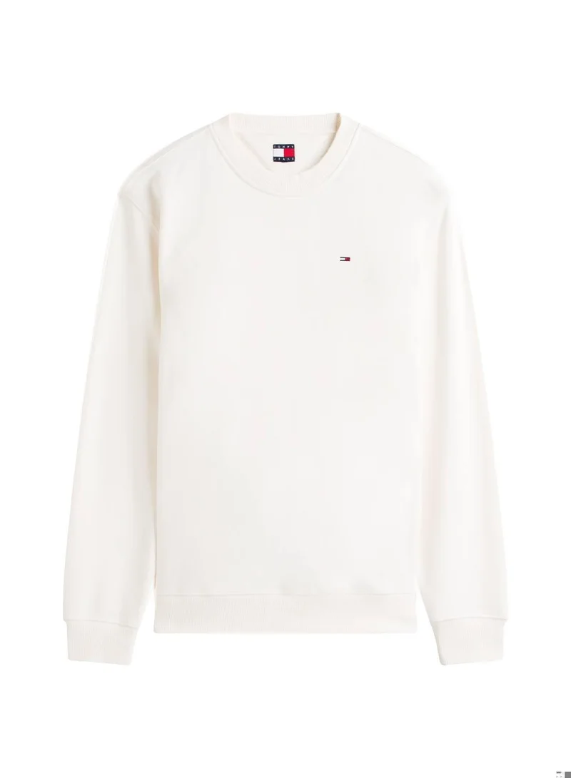 Tommy Jeans Ancient White Brushed Fleece Sweatshirt for Men | Best Price UAE