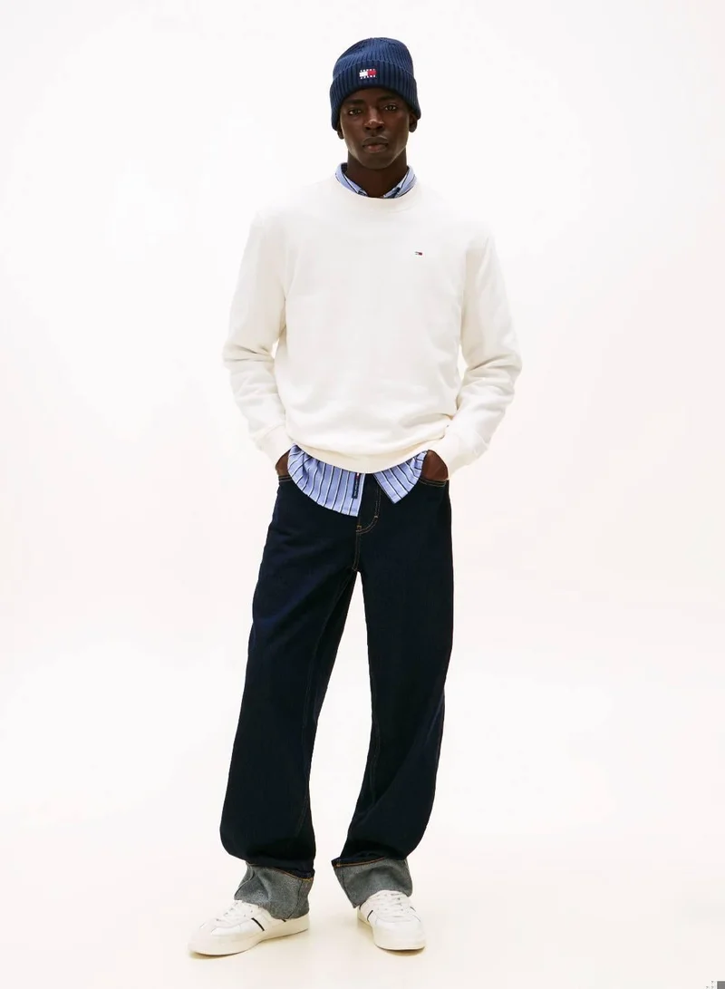 Tommy Jeans Ancient White Brushed Fleece Sweatshirt for Men | Best Price UAE