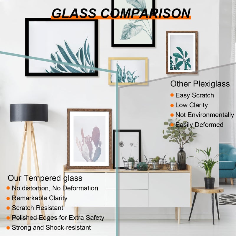 ccdcc 22x28 Picture Frame Set of 2, 22 x 28 Wood Poster Frames with Mat for 18x24, Wooden Photo Frames with Tempered Glass Cover for Wall Display,Black - Image 2
