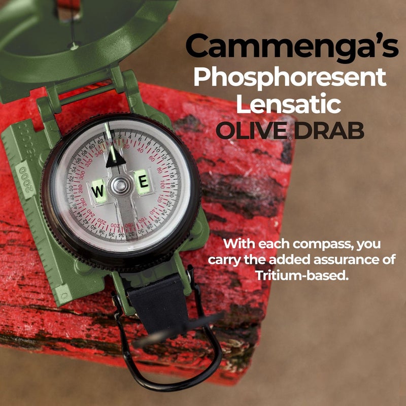Cammenga Compass Military Grade Phosphorescent - Lensatic Compass Shock, Sand, and Waterproof, Tactical, Navigation - Made in The USA - Image 4