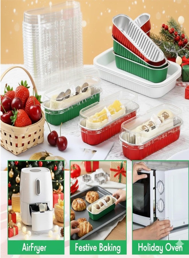 Orlashop Mini Loaf Pans with Lids and Spoons Sealing Sticker,30 Pcs 6.8oz Cake Pans for Baking Disposable Aluminum Foil Red cake pan (30 Pack Red) - Image 4