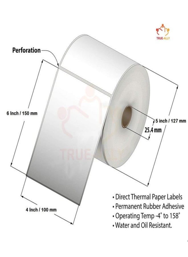 True-Ally ملصقات الشحن الحرارية المباشرة من True-Ally مقاس 100 مم × 150 مم، لفائف ملصقات 4 بوصة × 6 بوصة، 400 ملصق لكل لفة، لاصق قوي، متوافق مع الباركود لشركات الشحن الإلكتروني - عبوة واحدة (400 ملصق) - Image 2