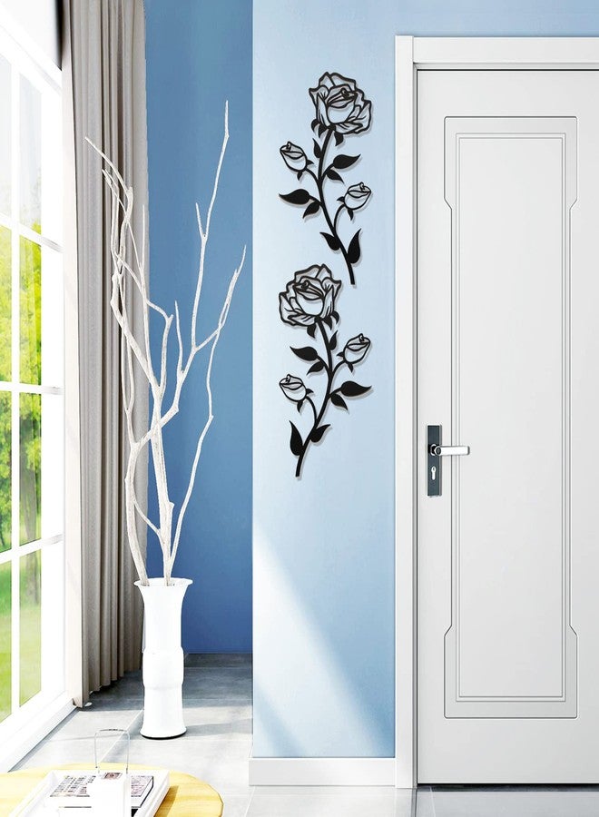 ESTART Large Rose Flower Wall Decor, 15“H Black Rose Flower Metal Wall Art Valentine's Day Ornament Wall Hanging for Home Living Room Bedroom Office Indoor Outdoor (2 Pieces) - Image 4