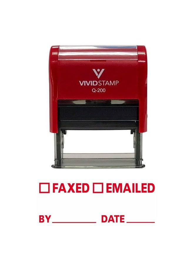 Vivid Stamp Faxed Emailed By Date Self Inking Rubber Stamp (Red Ink) - Medium 
