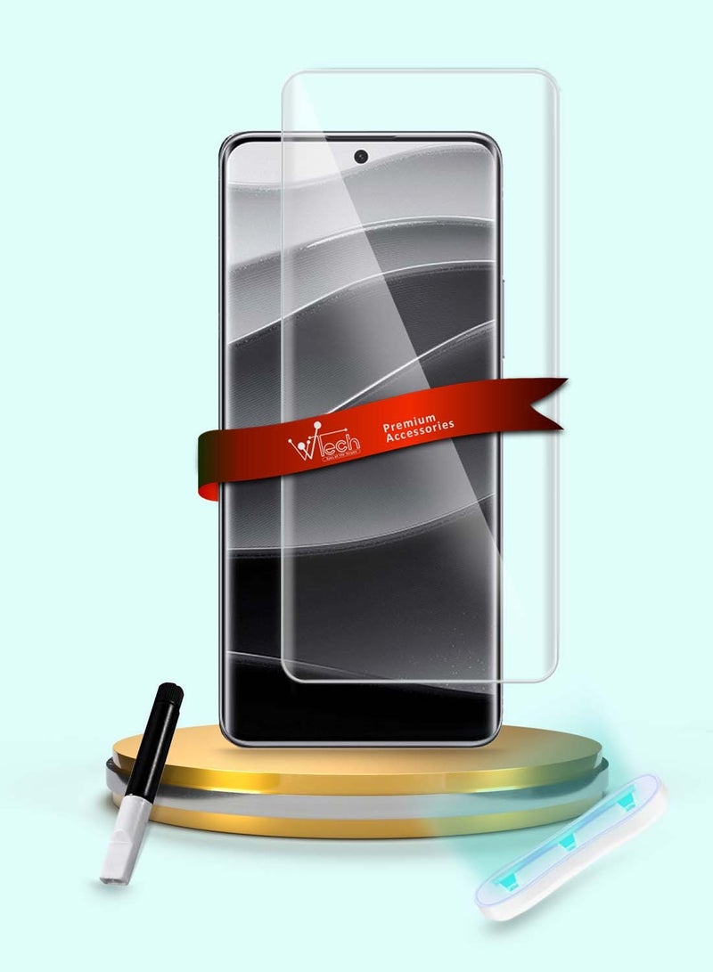 دبليو تيك شاومي ريدمي نوت 14 برو 5 جي 2024 حامي شاشة زجاجي مقسى بغطاء كامل للأشعة فوق البنفسجية (MSGUCN) - شفاف - Image 1