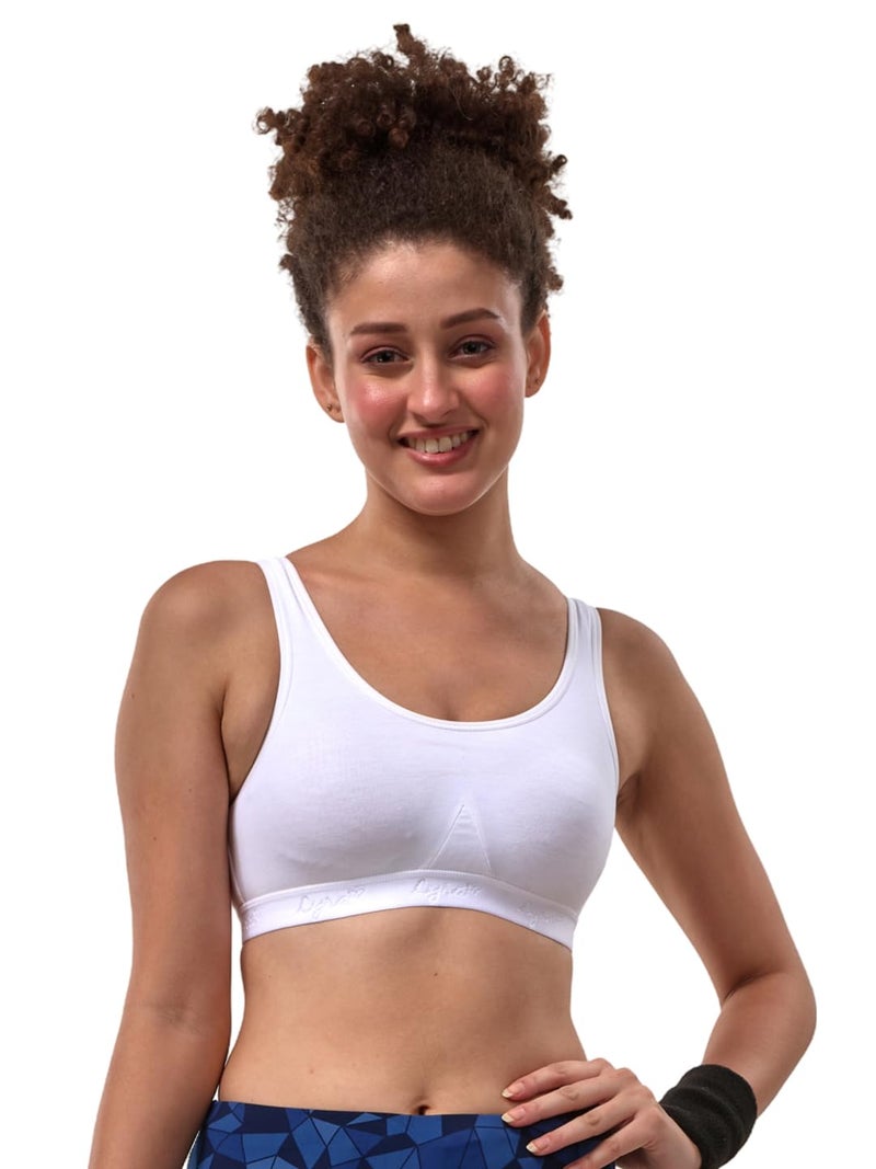 Lyra Women's Cotton Non-Padded Non-Wire Sports Bra Bra_531_1PC_White_L - Image 1