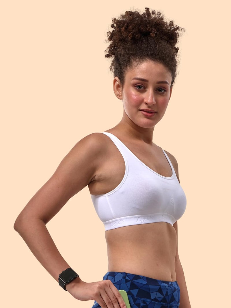 Lyra Women's Cotton Non-Padded Non-Wire Sports Bra Bra_531_1PC_White_L - Image 4