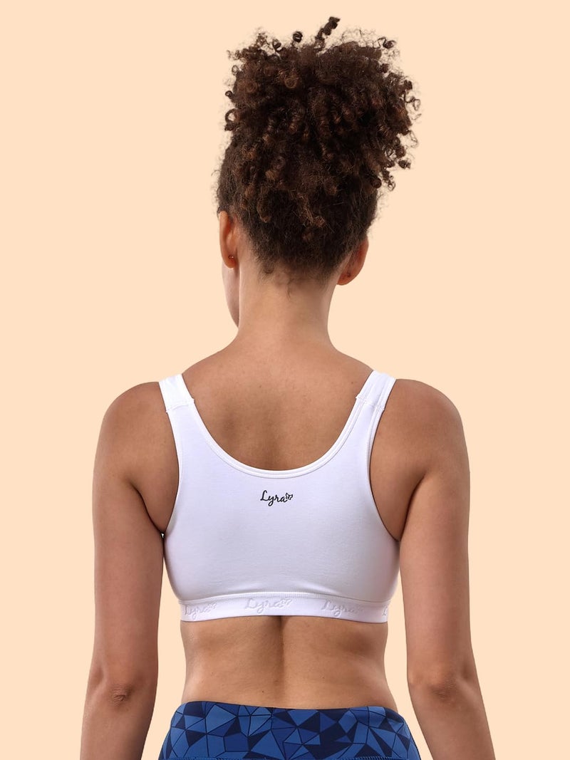 Lyra Women's Cotton Non-Padded Non-Wire Sports Bra Bra_531_1PC_White_L - Image 2
