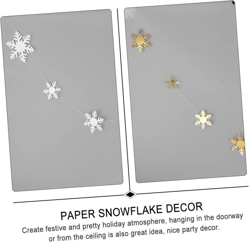 klarako 2pcs for Garland Streamer Christmas D Snowflack White Winter Supplies Wonderland Decoration New Halloween Snowflacks Year Banner Decor Snowflakes Paper Ceiling Golden Holiday - Image 3
