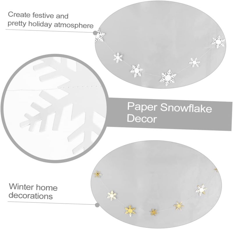 klarako 2pcs for Garland Streamer Christmas D Snowflack White Winter Supplies Wonderland Decoration New Halloween Snowflacks Year Banner Decor Snowflakes Paper Ceiling Golden Holiday - Image 4