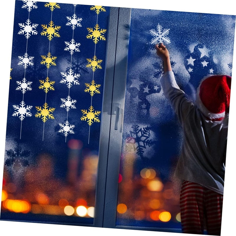klarako 2pcs for Garland Streamer Christmas D Snowflack White Winter Supplies Wonderland Decoration New Halloween Snowflacks Year Banner Decor Snowflakes Paper Ceiling Golden Holiday - Image 2