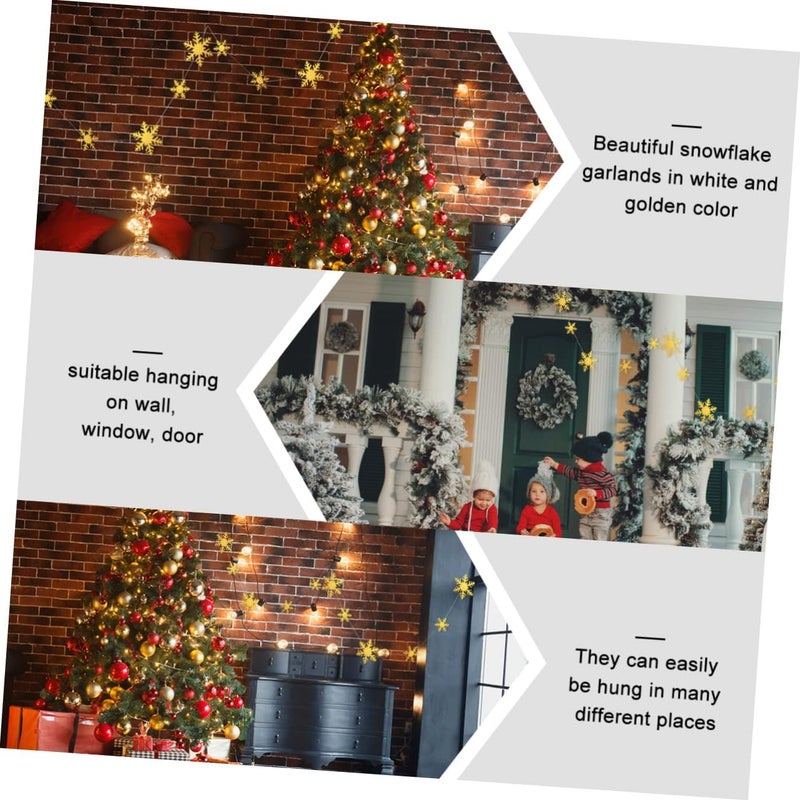 klarako 2pcs for Garland Streamer Christmas D Snowflack White Winter Supplies Wonderland Decoration New Halloween Snowflacks Year Banner Decor Snowflakes Paper Ceiling Golden Holiday - Image 5