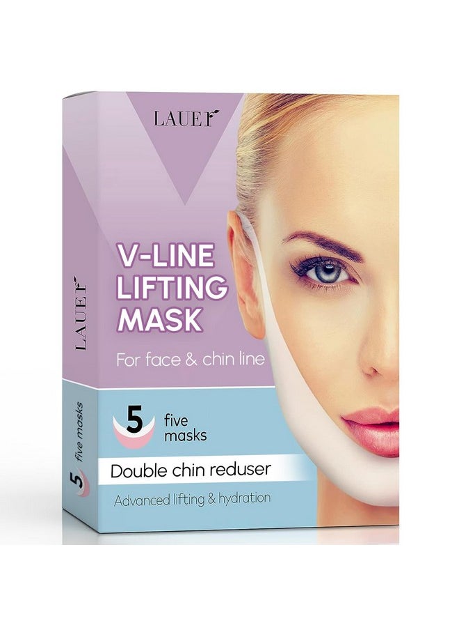 lauer cosmetic - V Shaped Contouring Face Mask Line Shaping Lifting Belt Neck Reduction Jawline Lift Tape Enhancer Face Patch Firming Tightening Skin Chin Up Sculpting Collagen Mask Hyaluronic Acid Aloe Vera 5 pcs - Image 1