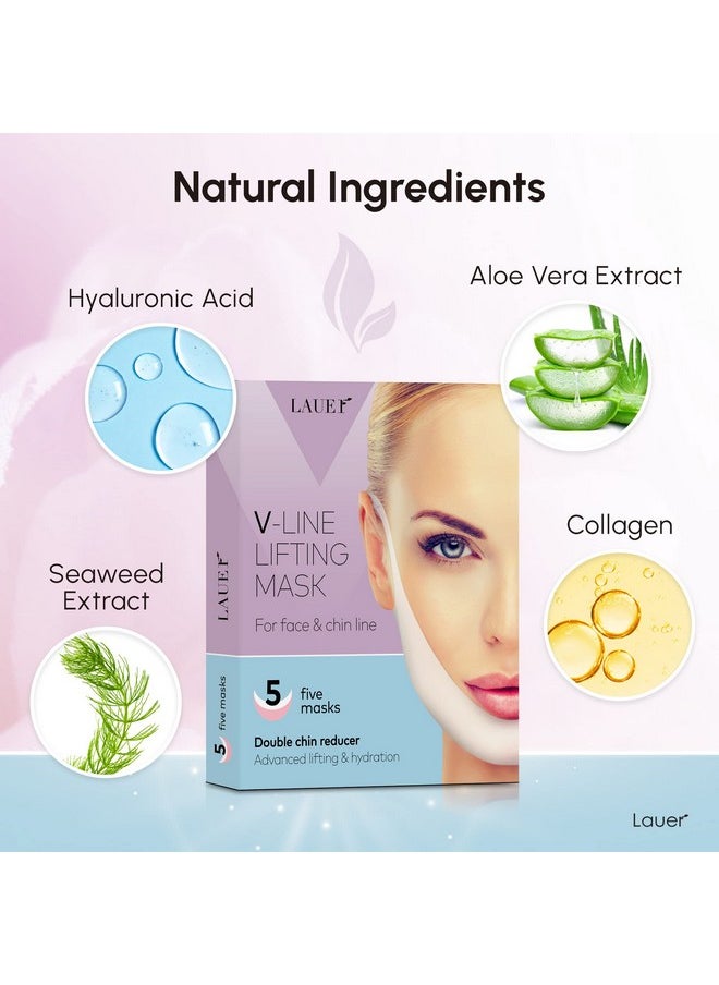 lauer cosmetic - V Shaped Contouring Face Mask Line Shaping Lifting Belt Neck Reduction Jawline Lift Tape Enhancer Face Patch Firming Tightening Skin Chin Up Sculpting Collagen Mask Hyaluronic Acid Aloe Vera 5 pcs - Image 1