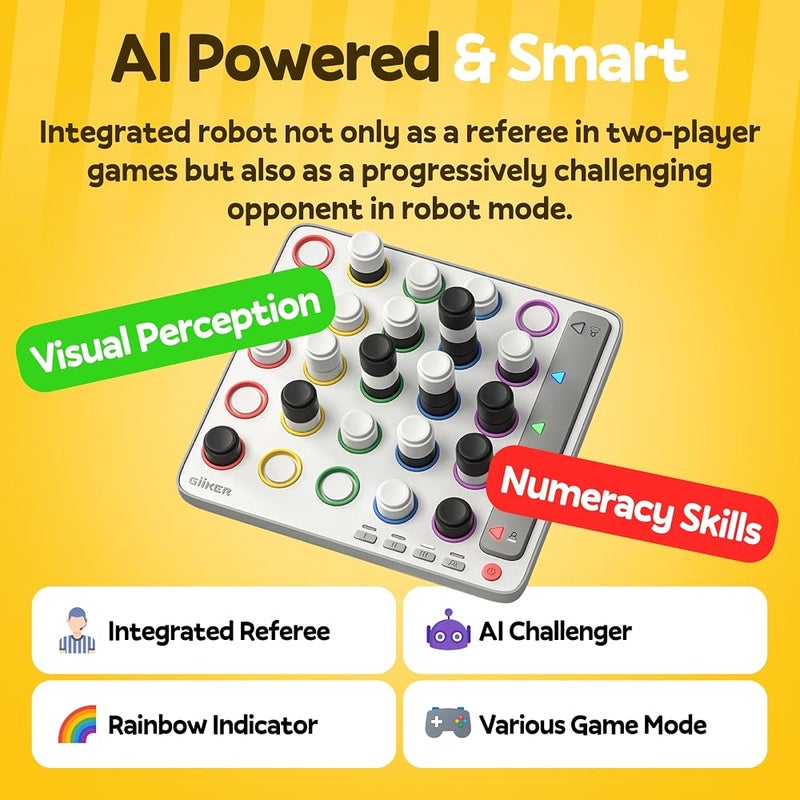 جيكر GiiKER Smart Four، لعبة استراتيجية ثلاثية الأبعاد تحدي يتطلب من اللاعبين التفكير الاستراتيجي والتخطيط المسبق، مناسبة للاعبين من عمر 6 سنوات فما فوق. تقدم تحولًا مبتكرًا عن لعبة Connect 4 التقليدية. خاصية المنافسة ضد خصم إلكتروني: ألعاب GiiK - Image 4