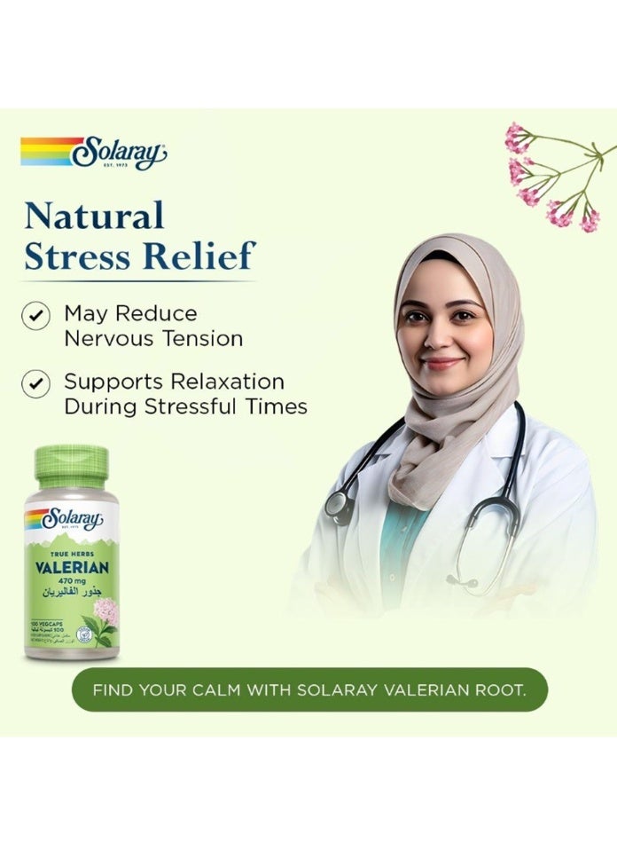 Solaray True Herbs Valerian 470 mg - 100 Capsules - Image 2