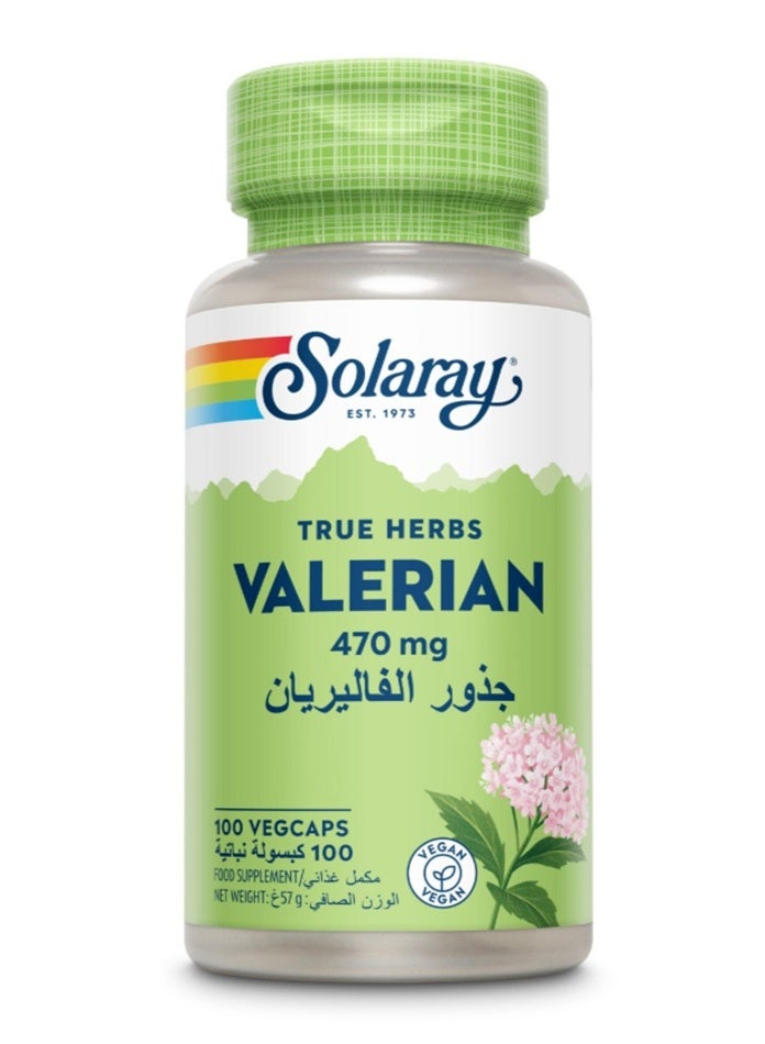 Solaray True Herbs Valerian 470 mg - 100 Capsules - Image 1