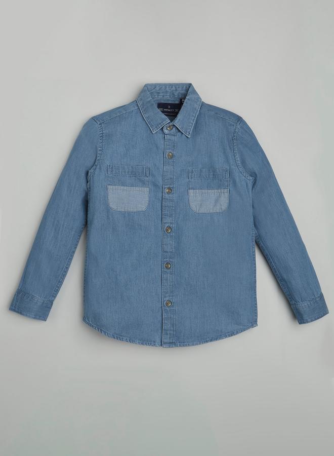 Infinity Kids Blue Denim Long Sleeves Shirt - Image 1