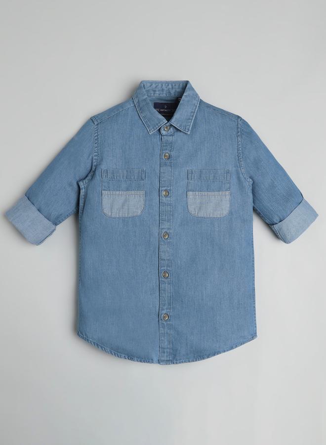Infinity Kids Blue Denim Long Sleeves Shirt - Image 2