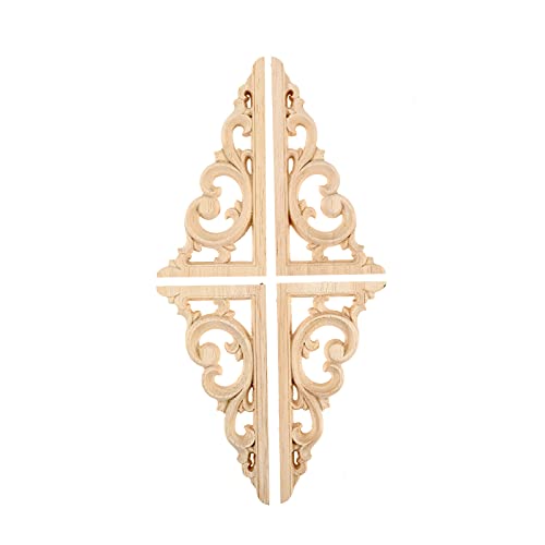 MUXSAM Wood Carved Corners Appliques Onlays, 1-Pair Unpainted Wood Caravings Decals for Cabinet Dresser Cupboard Mirrors Walls Doors Closet Fireplace Bed Frame DIY Craft Project, 12x6cm/4.72"x2.36" - Image 4