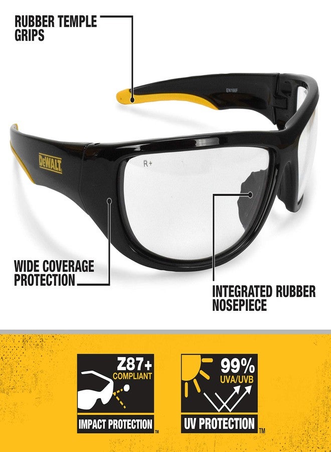 DEWALT DPG94-1D Dominator™ Z87+ Safety Glasses - Black Full Frame & Clear Lens - Rubber Temples & Nosepiece - 1 Pair - Image 2