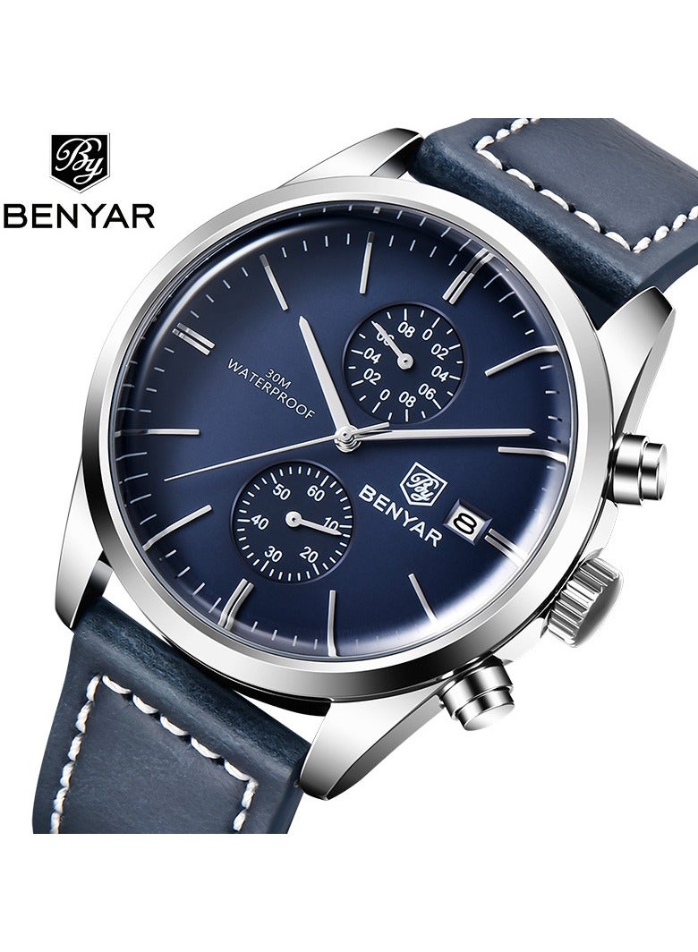BENYAR Watches for Men Luxury Men's Watches Leather Quartz Water Resistant Watches - Image 2