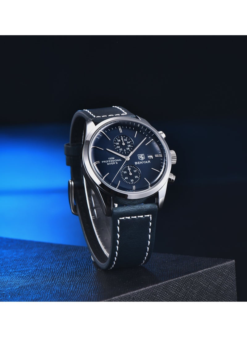 BENYAR Watches for Men Luxury Men's Watches Leather Quartz Water Resistant Watches - Image 5