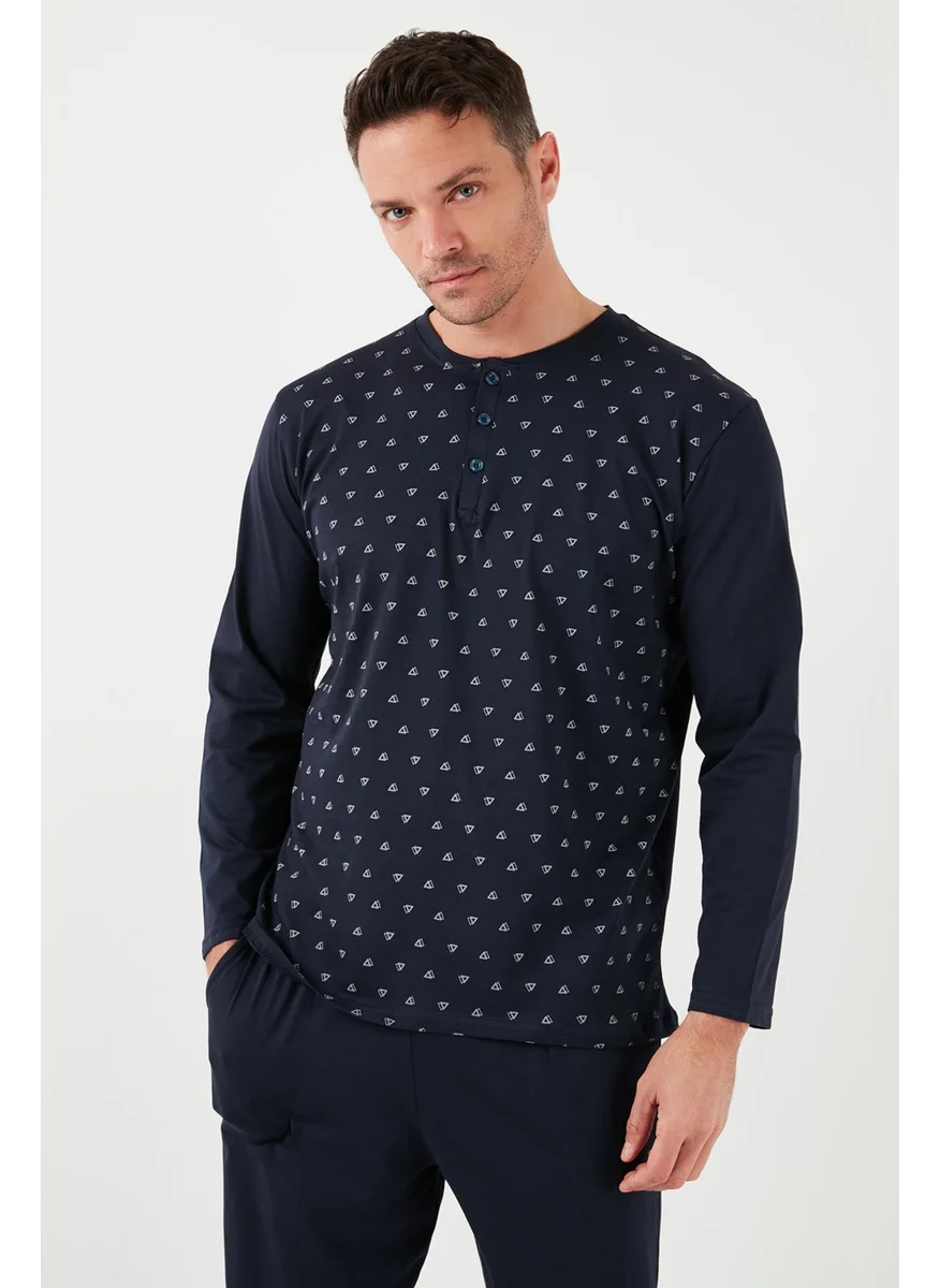 Buratti Cotton Regular Fit Long Sleeve Men's Pajama Set with Elastic Waist 6572008