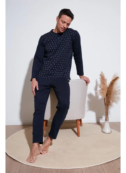 Buratti Cotton Regular Fit Long Sleeve Men's Pajama Set with Elastic Waist 6572008