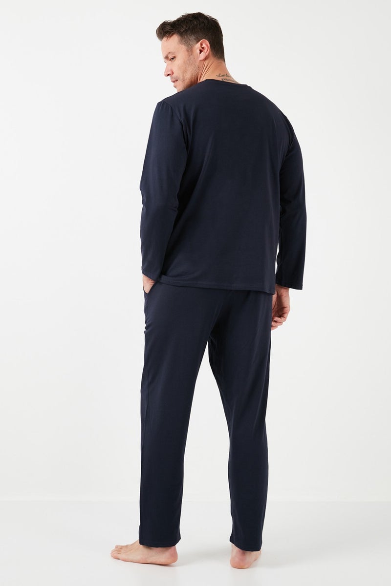 Buratti Cotton Regular Fit Long Sleeve Men's Pajama Set with Elastic Waist 6572008  - Image 4