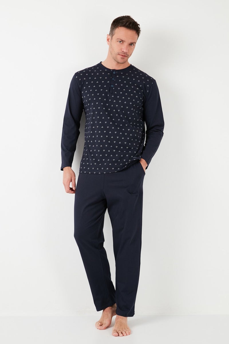 Buratti Cotton Regular Fit Long Sleeve Men's Pajama Set with Elastic Waist 6572008  - Image 5