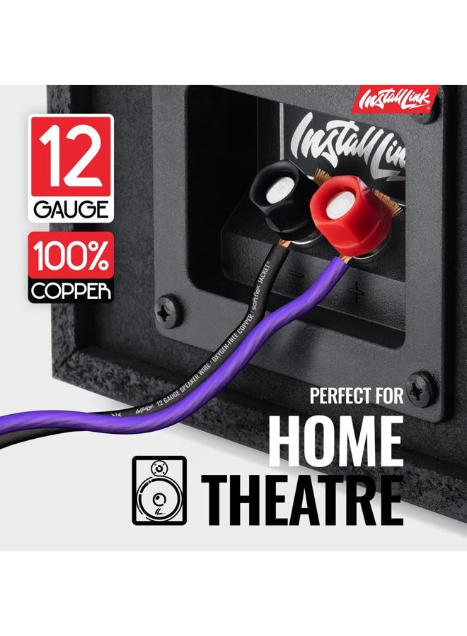Install Link 12 AWG Gauge Speaker Wire Cable (OFC) Stereo, Car or Home Theater (30 Feet) - Image 2